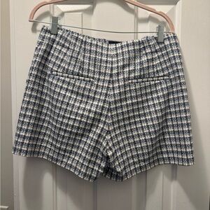 LOFT High Waist Blue and White Checkered Shorts